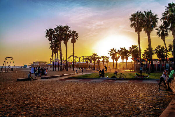 Santa Monica Sunset Art Print featuring the photograph Santa Monica Sandpit by Az Jackson