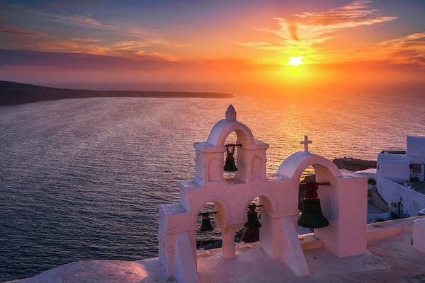 Greece Art Print featuring the photograph Santorini Sunset by Evgeni Dinev