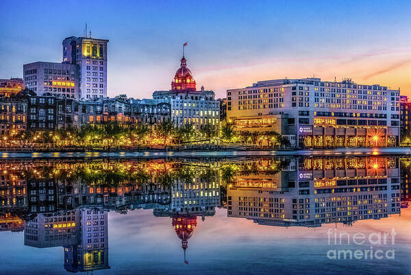 Savannah Art Print featuring the photograph Savannah Skyline at Sunset I by Shelia Hunt