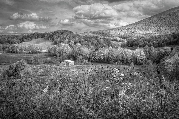 Barns Art Print featuring the photograph Scenic Overlook along the Creeper Trail Damascus Virginia Black by Debra and Dave Vanderlaan