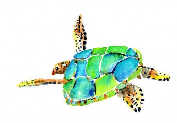 Turtle Art Print featuring the painting Sea Turtle by Carlin Blahnik CarlinArtWatercolor