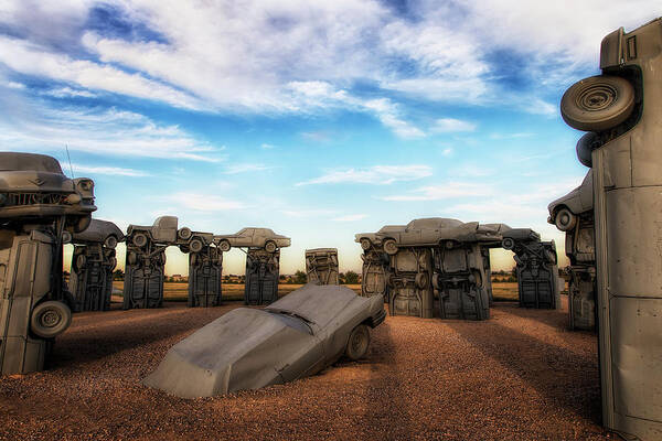 Carhenge Art Print featuring the photograph Shadows to the Center by Steve Sullivan