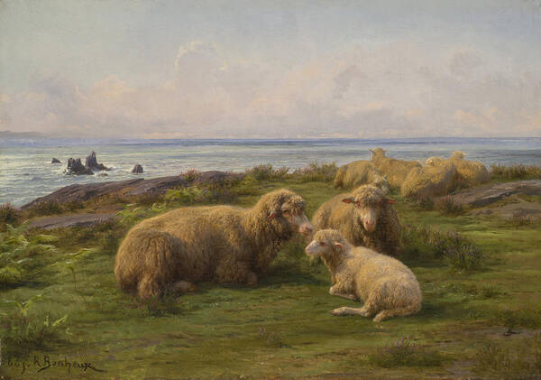 19th Century Art Art Print featuring the painting Sheep by the Sea, 1865 by Rosa Bonheur