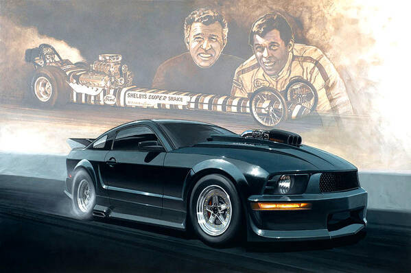Shelby Don Prudhomme Kenny Youngblood Mustang Art Print featuring the painting Shelby Prudhomme Edition by Kenny Youngblood