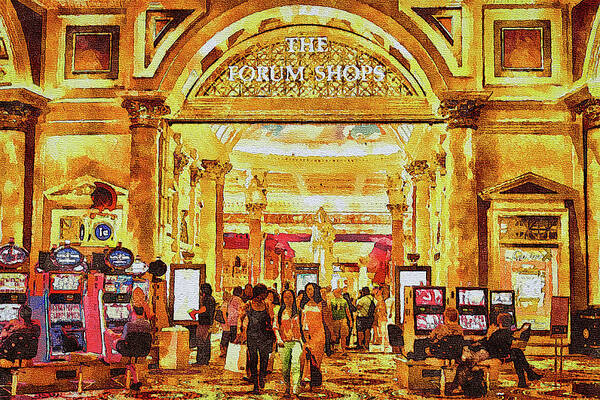 Shoppers Art Print featuring the photograph Shoppers and Gamblers Las Vegas by Tatiana Travelways
