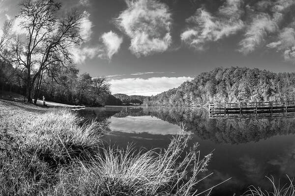 Carolina Art Print featuring the photograph Silver Grasses at the Docks Black and White by Debra and Dave Vanderlaan