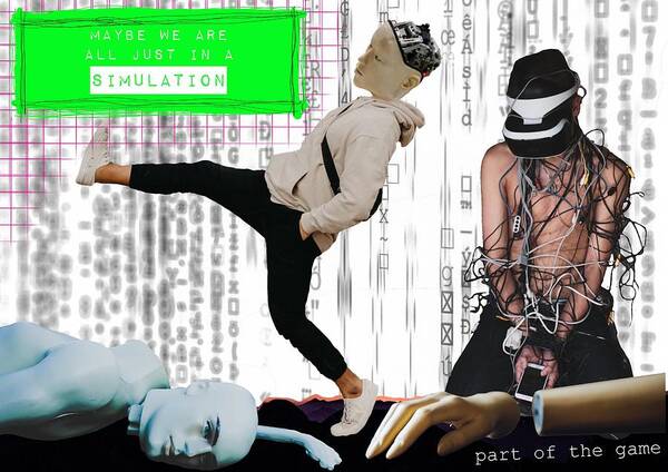 Collage Art Print featuring the digital art Simulation by Tanja Leuenberger