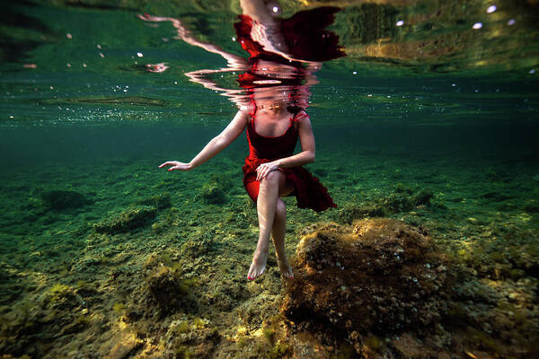 Underwater Art Print featuring the photograph Sitting by Gemma Silvestre