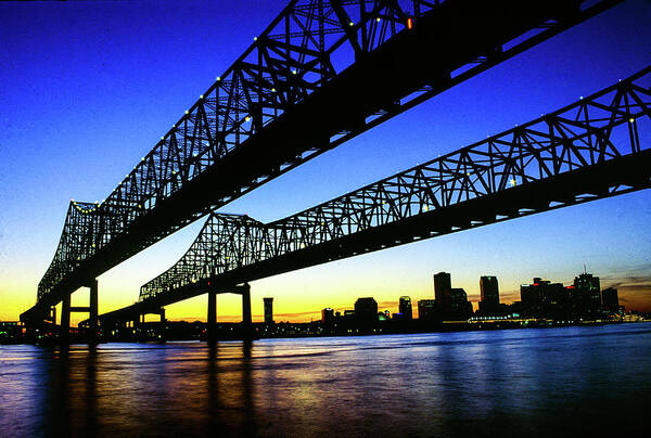 Algiers Art Print featuring the photograph Walking To New Orleans - Crescent City Connection Bridge, New Orleans, LA by Earth And Spirit