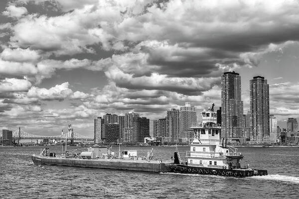 Sludge Vessel Art Print featuring the photograph Sludge Barge and Clouds by Cate Franklyn