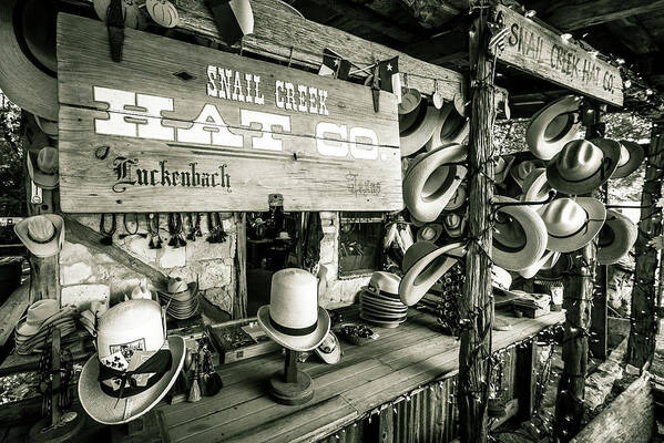 Dark Art Print featuring the photograph Snail Creek Hat Company by Andy Crawford