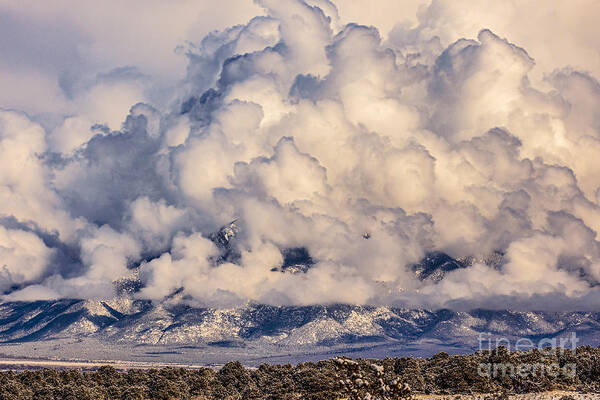 Taos Art Print featuring the photograph Snow Clouds over Taos Mountain by Elijah Rael