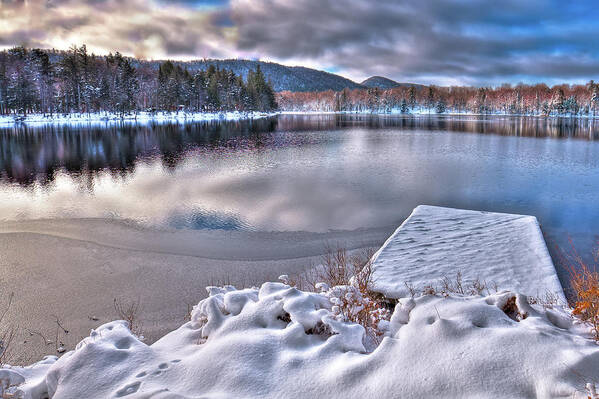 Landscape Art Print featuring the photograph Snow on the Dock by David Patterson