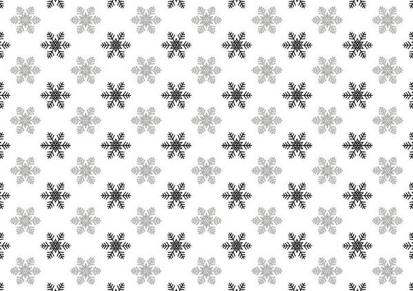 Snowflake Patterns Art Print featuring the digital art Snowflake Pattern in Black and White by Eclectic at Heart