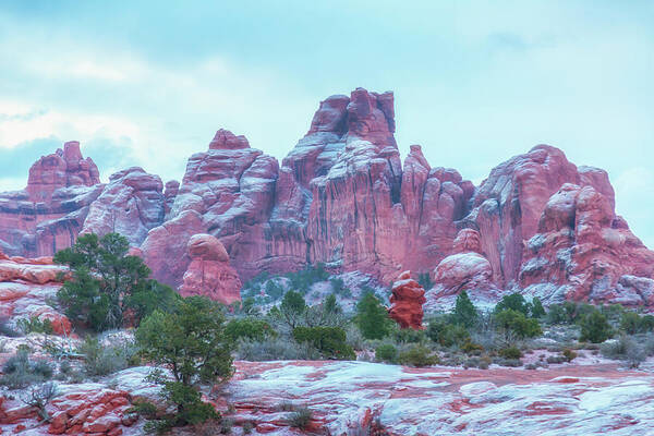 Landscape Art Print featuring the photograph Snowy morning at Arches by Marc Crumpler