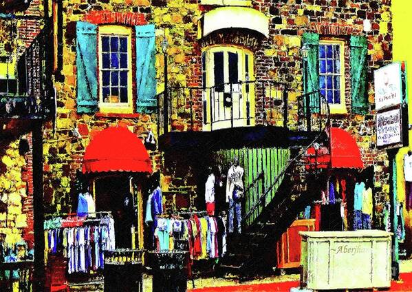 Digital Photography Art Print featuring the photograph Social Distance Shopping on River Street  by Aberjhani