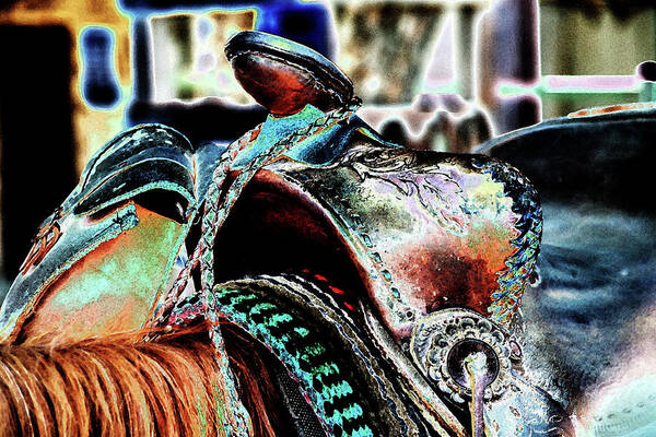 Western Art Print featuring the photograph Solarized Saddle by Tammy Hankins