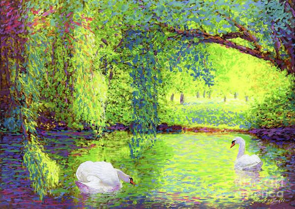 Landscape Art Print featuring the painting Soul Mate Swans by Jane Small