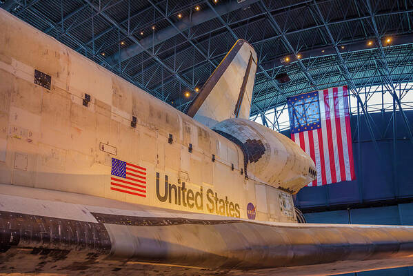 Air And Space Museum Art Print featuring the photograph Space Shuttle Discovery Flag by Scott McGuire