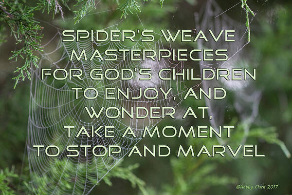 Spider Web Art Print featuring the photograph Spider's Weave Masterpieces by Kathy Clark