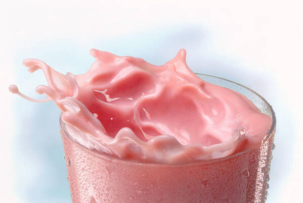 Protein Drink Art Print featuring the photograph Splashing strawberry milk shake by Jack Andersen