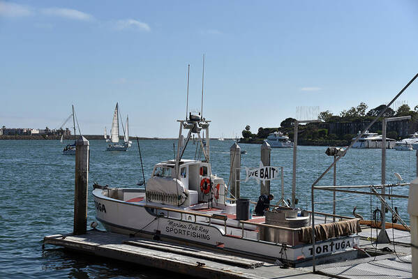 Yacht Art Print featuring the photograph Sportfishing boat at the dock stock photo by Mark Stout