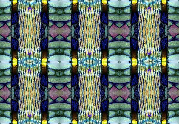 Stained Glass Art Print featuring the tapestry - textile Stained Glass Pattern by Mary Poliquin - Policain Creations