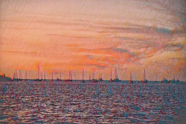 #key West Art Print featuring the photograph Stained Glass Sunset by Cornelia DeDona