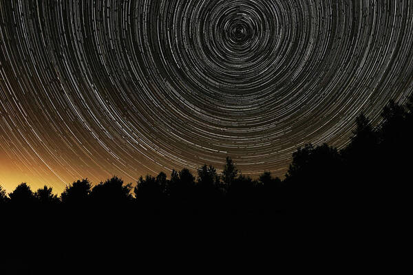 Star Art Print featuring the photograph Star Trail Scratched Record by Doolittle Photography and Art