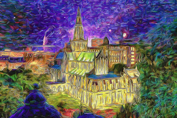 Paint Art Print featuring the painting Starry night in Glasgow by Nenad Vasic