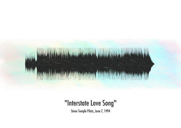 Music Art Print featuring the digital art Stone Temple Pilots Interstate Love Song waveform art #242 by Database Dude