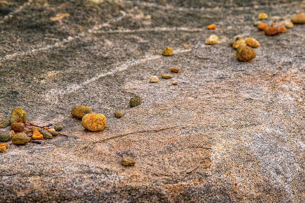 New Hampshire Art Print featuring the photograph Stones On A Boulder by Jeff Sinon
