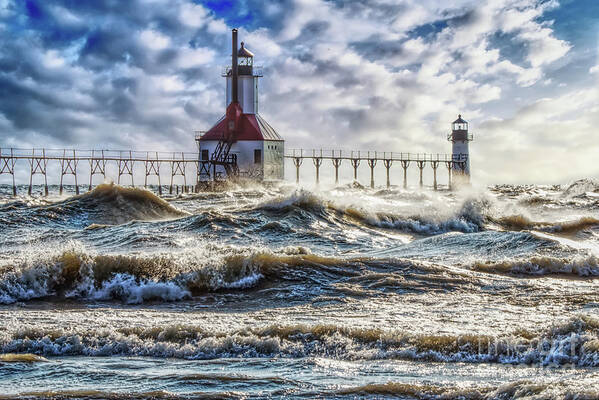 Lighthouse Art Print featuring the photograph Storm At St Joseph Lighthouse by Jennifer White