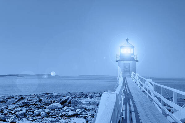 Classic Art Print featuring the photograph Stylized classic blue hour Marshall Point Lighthouse Maine by Marianne Campolongo