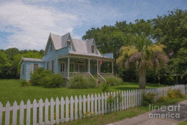 Story Book Home Art Print featuring the painting Sullivan's Island Coastal Cottage - Charleston South Carolina by Dale Powell