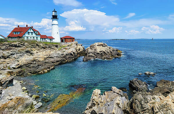 Portland Head Art Print featuring the photograph Summer at Portland Head Lighthouse by Ron Long Ltd Photography