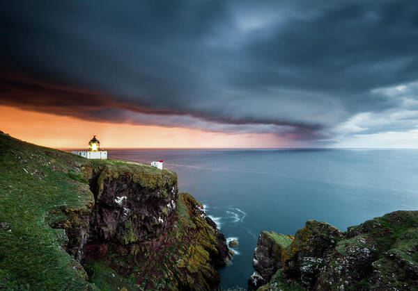 Summer Storm Art Print featuring the photograph Summer Storm - St Abbs Head Lighthouse, Scotland by Anita Nicholson