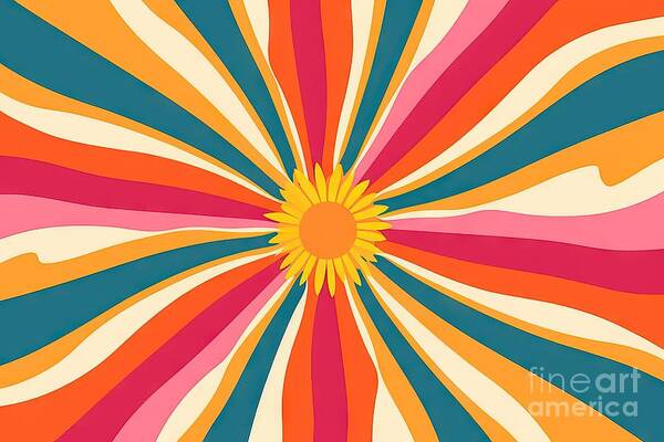 Sunburst Retro Vibes Graphic Print Groovy Background 60s 70s Art Print by N  Akkash - Fine Art America