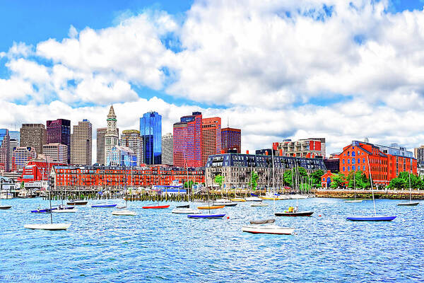 Boston Harbor Art Print featuring the photograph Sunny Afternoon On Boston Harbor by Mark E Tisdale