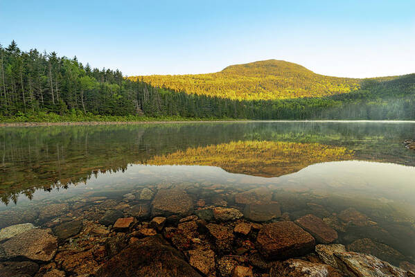 Mountain Art Print featuring the photograph Sunrise at East Pond in the White Mountain National Forest by William Dickman
