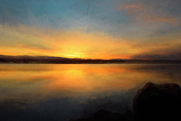 Sunrise Art Print featuring the photograph Sunrise on the Hudson by Nancy De Flon