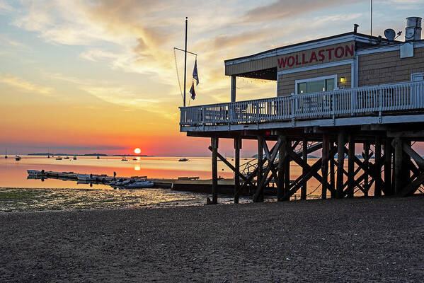 Quincy Art Print featuring the photograph Sunrise on Wollaston Beach Quincy Massachusetts Yacht Club by Toby McGuire