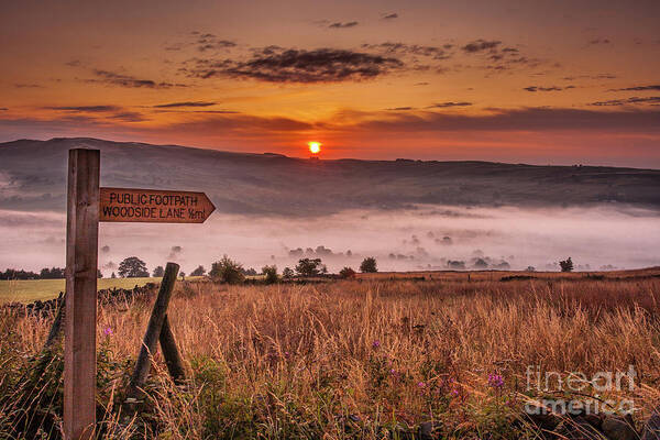 Sunrise Art Print featuring the photograph Sunrise Over The Aire Valley, Cononley by Tom Holmes Photography