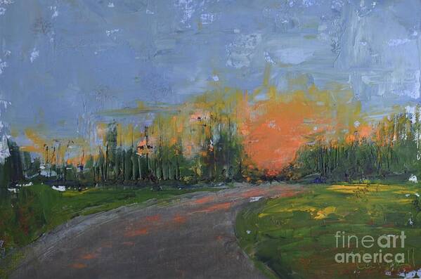Sun.country Art Print featuring the painting Sunset Almost Gone by Patricia Caldwell