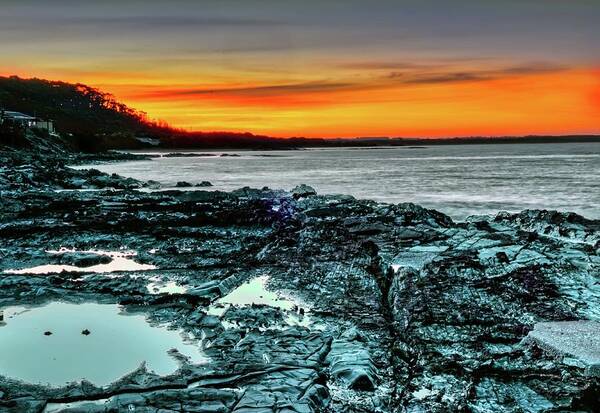 Australia Art Print featuring the photograph Sunset and Rocks Cowie Beach by Frank Lee