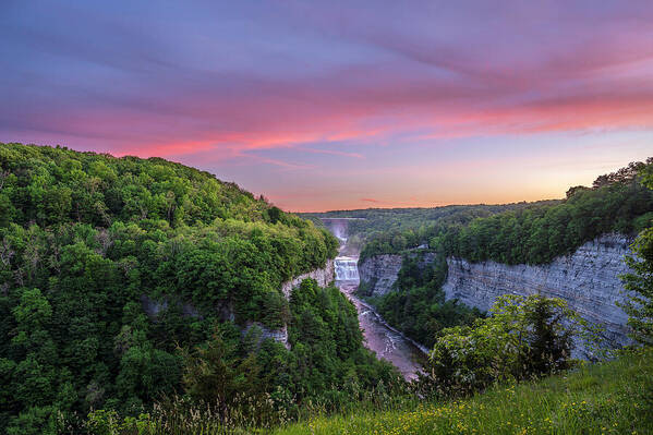 Letchworth State Park Art Print featuring the photograph Sunset at Inspiration Point by Mark Papke