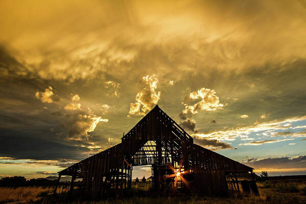 Barn Art Print featuring the photograph Sunset at Mapleton Barn by Wesley Aston