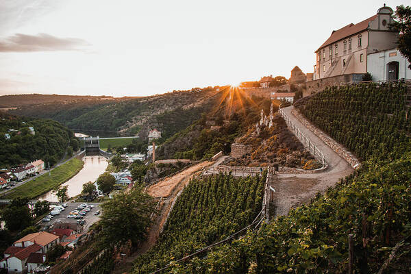 Znojmo Art Print featuring the photograph Sunset in the city of Znojmo by Vaclav Sonnek