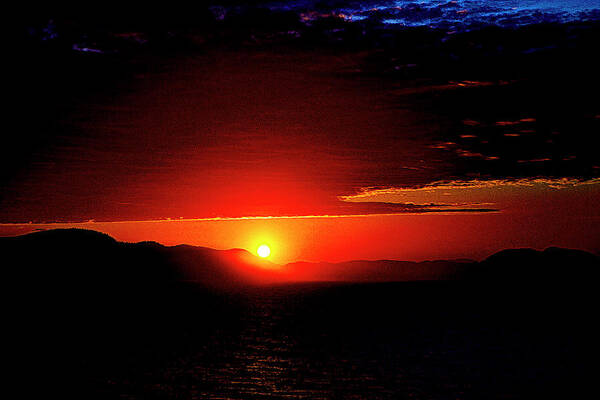 Sunset Art Print featuring the digital art Sunset - Inside Passage Alaska by SnapHappy Photos