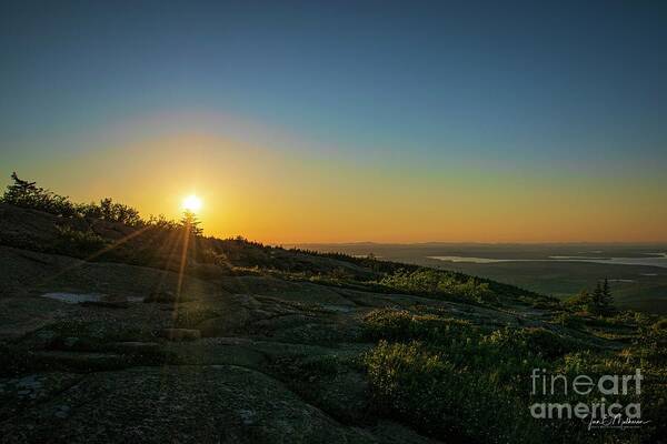 Cadillac Art Print featuring the photograph Sunset on Cadillac Mountain - Acadia National Park by Jan Mulherin